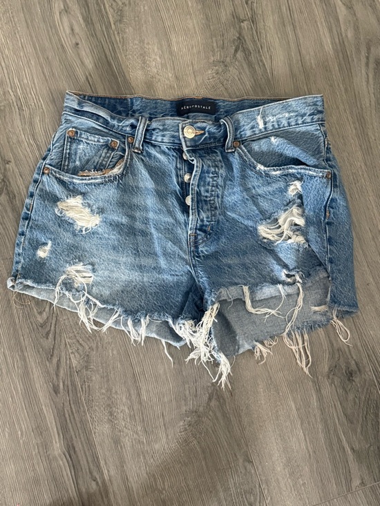 Aeropostale Pants - Aeropostale Distressed High-Rise Denim Shorts - Light Blue